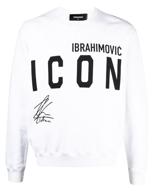 Felpa Icon x Ibrahimović di DSquared² in White da Uomo