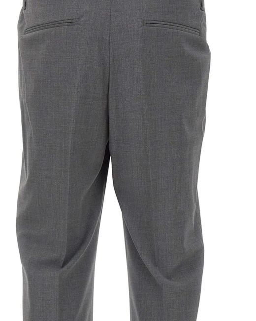 Devore Gray Pleats Cuffed Trousers for men