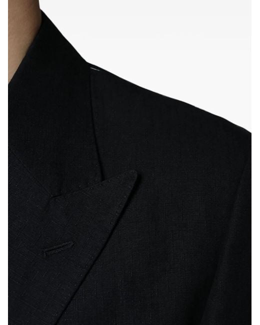 Dolce & Gabbana Black Double-Breasted Linen Blazer for men