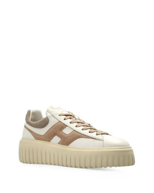 Hogan White Logo-Patch Panelled Sneakers