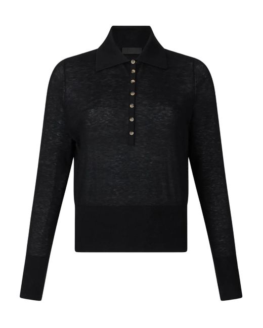 Liu Jo Black Gerippter Pullover mit Poloshirtkragen