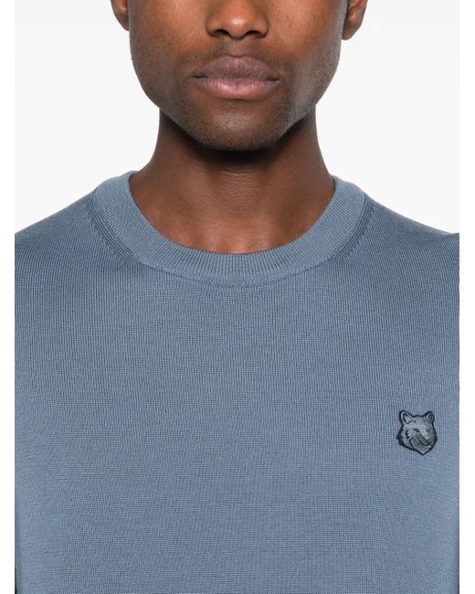 Maison Kitsuné Maison Kitsune 'Bold Fox Head Wool Wollspringer in Blue für Herren