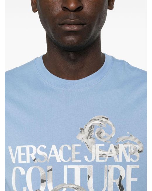 Versace Blue Logo Print T-shirt for men