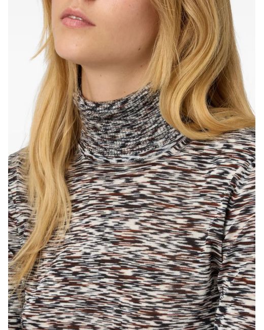 Missoni Gray Roll-Neck Knit Sweater