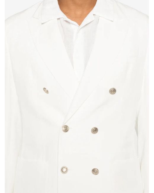 Eleventy White Double-Breasted Suit for men