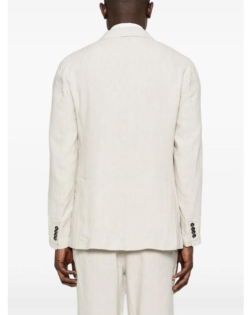 Barena White Herringbone Single-Breasted Blazer for men