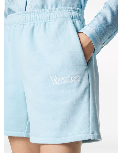 Versace Blue 1979 Re-edition Embroidered Track Shorts