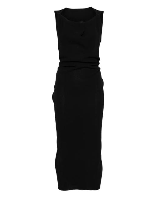 Stephan Janson Black Draped Midi Dress