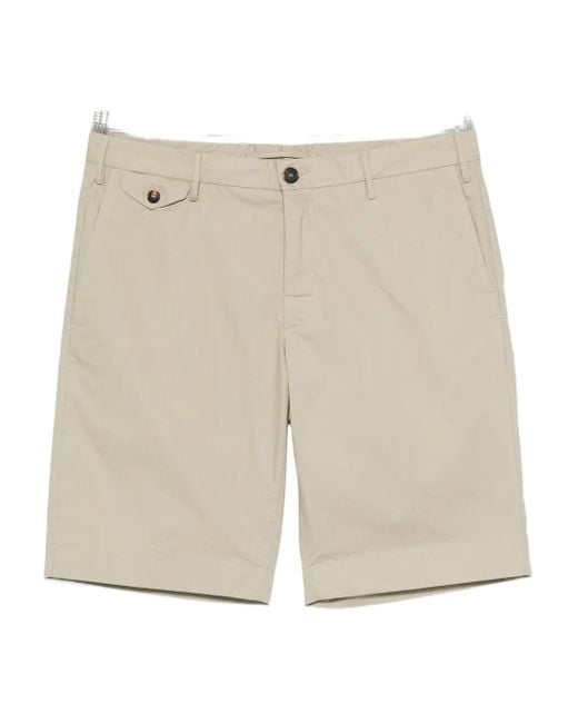 Incotex Button-fastening cotton shorts in Natural für Herren