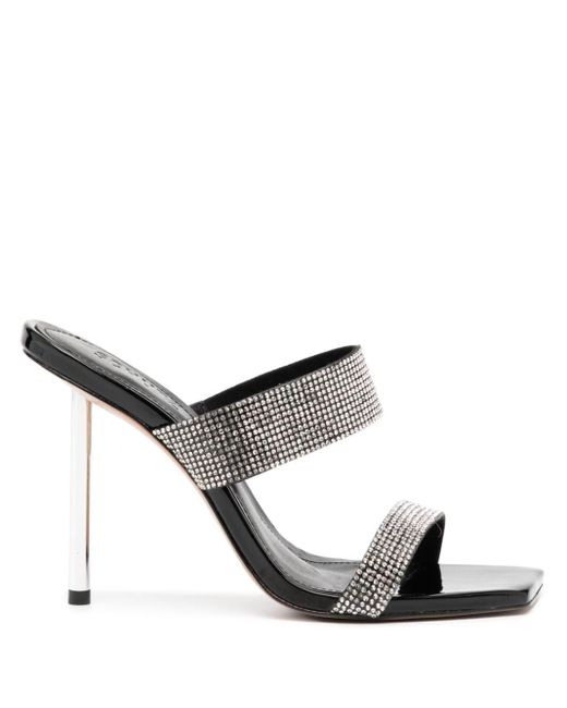 SCHUTZ SHOES Metallic 120mm Crystal-embellished Leather Mules