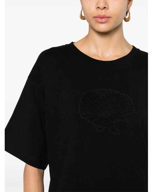 Stella McCartney Black Cut-Out Cotton T-Shirt