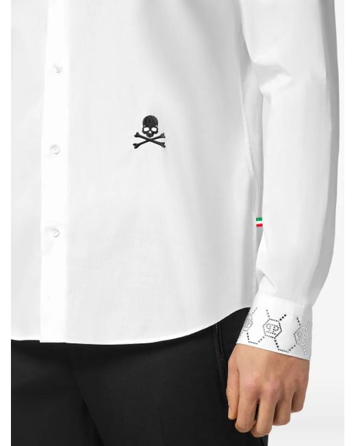 Philipp Plein Overhemd Verfraaid Met Monogram in het White voor heren