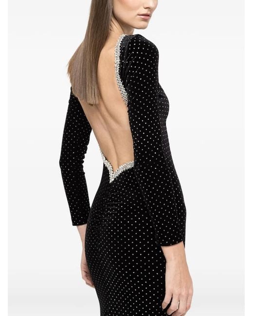 Nissa Black Backless Velvet Maxi Dress