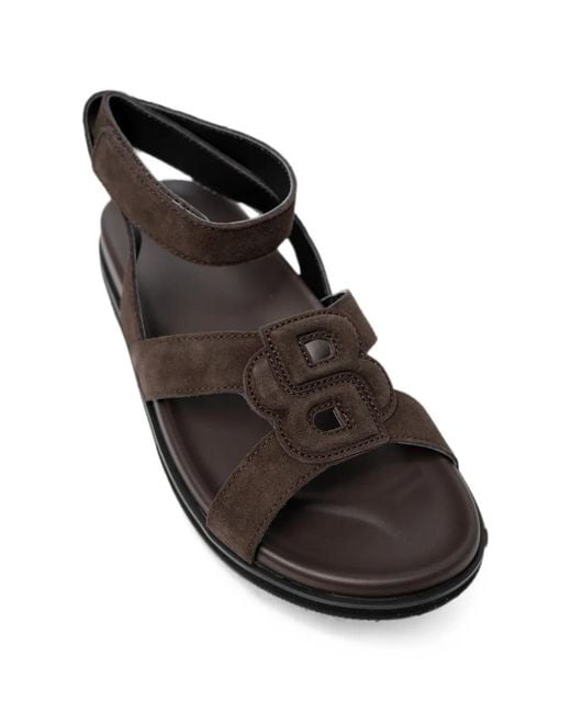 Boss Black Logo-Patch Touch-Strap Sandals