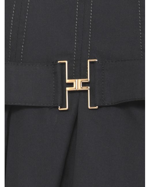 Elisabetta Franchi Black Pleated Cropped Shirt