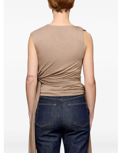 Ganni White Knot Detail Sleeveless Top