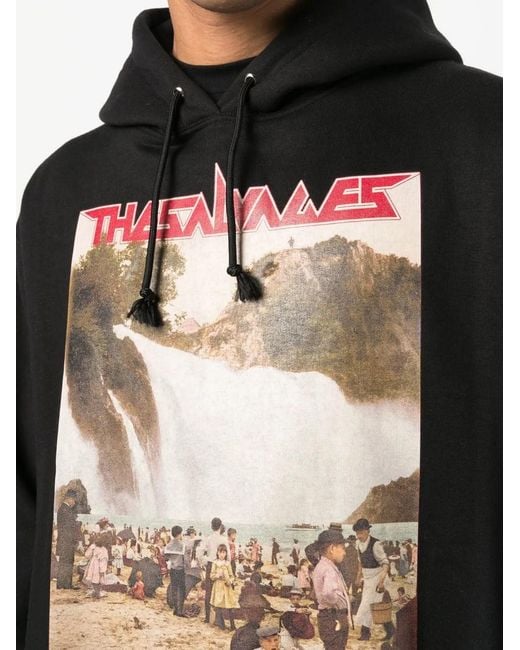 The Salvages Black Graphic-Print Hoodie for men