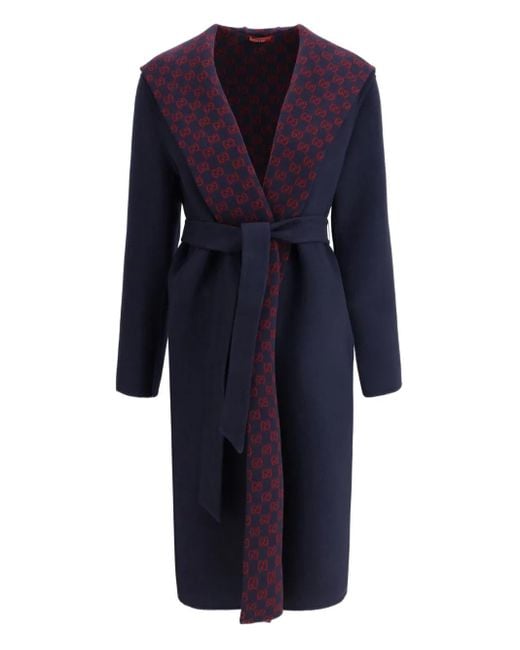 Gucci Blue Reversible Hooded Coat