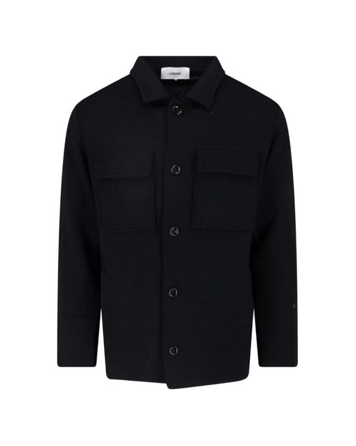 Lardini Blue Button-Up Wool Shirt for men