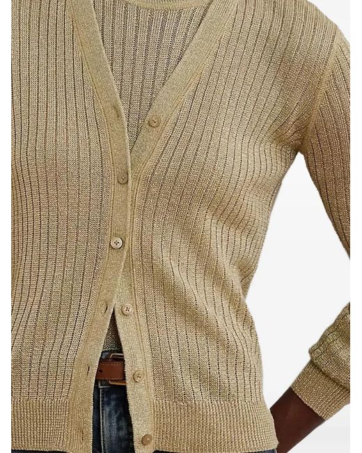 Ralph Lauren Natural Ribbed Button Cardigan