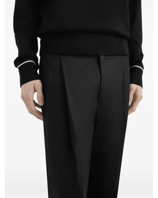 Dolce & Gabbana Black Linen Trousers for men