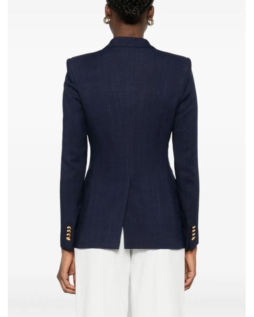 Tagliatore Blue Tailored Double-Breasted Blazer With-Tone Accents