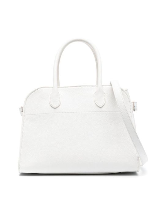 The Row White Margaux 15 Leather Tote Bag