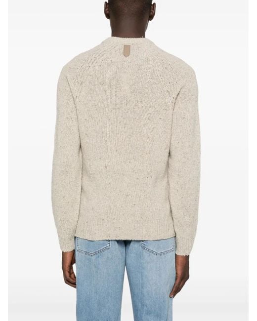 Canali Natural Speckled Crew-Neck Sweater for men