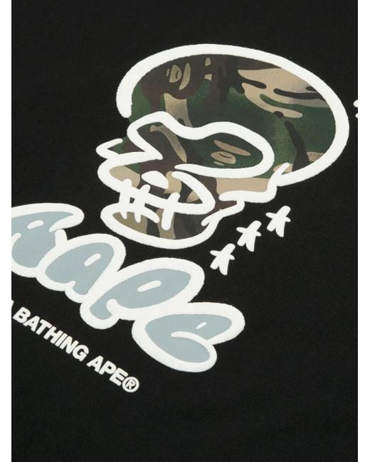 Aape By A Bathing Ape Black Logo-Print T-Shirt for men