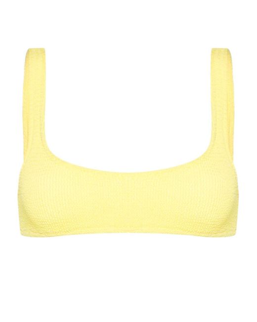 Mc2 Saint Barth Yellow Naima Textured-finish Bikini Top