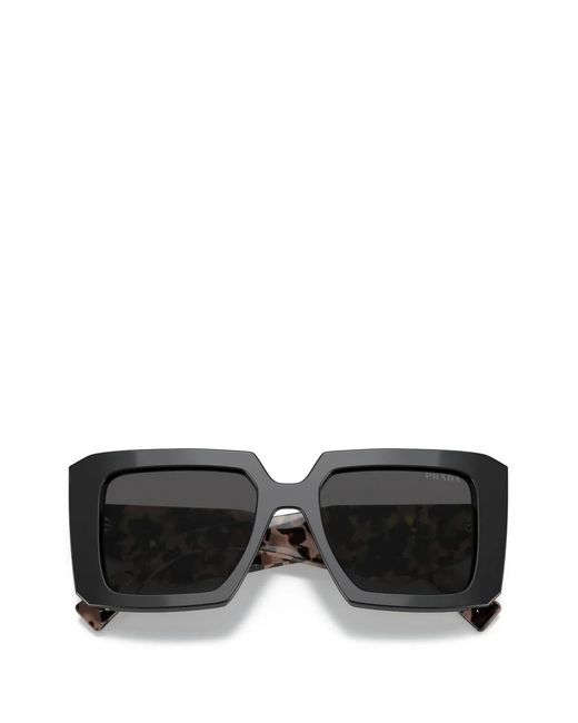 Prada Black Square-Frame Tortoiseshell-Effect Sunglasses
