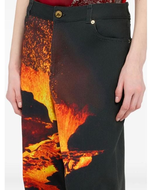 Roberto Cavalli Orange Lava-Print Jeans