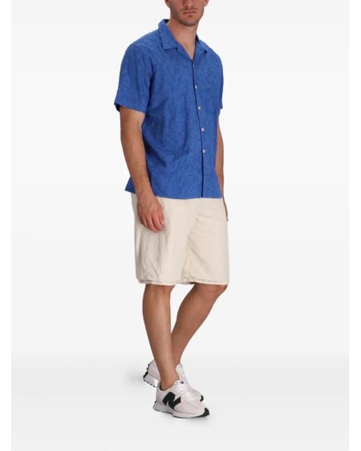 Paul Smith Blue Floral-Print Cotton Shirt for men