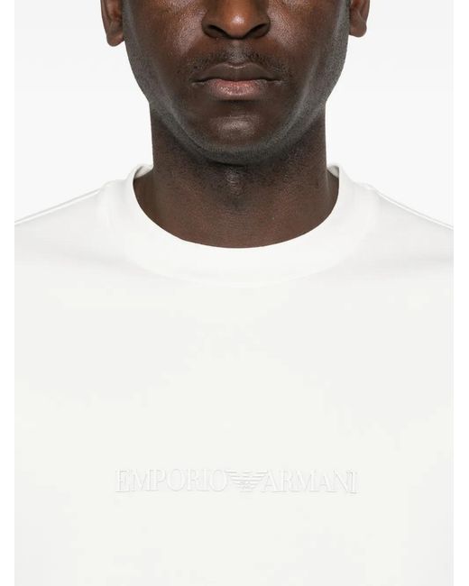 Emporio Armani White Logo Cotton Sweatshirt for men