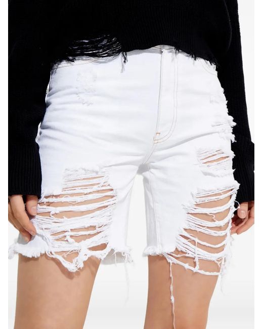 SER.O.YA White Frayed-Effect Shorts