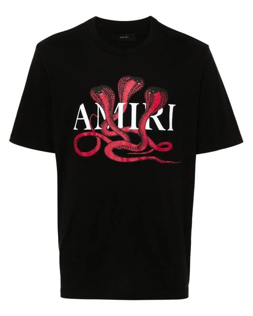 Amiri Black Snake Print Tee For – Fw24 Collection for men
