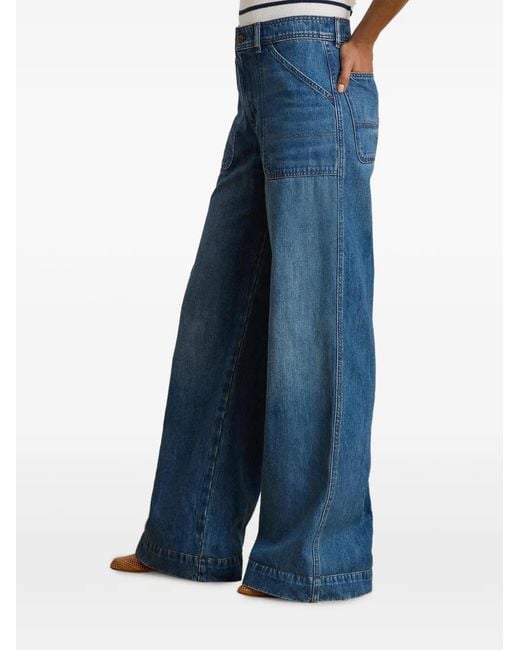 Ralph Lauren Blue Patch-Pocket Wide-Leg Jeans