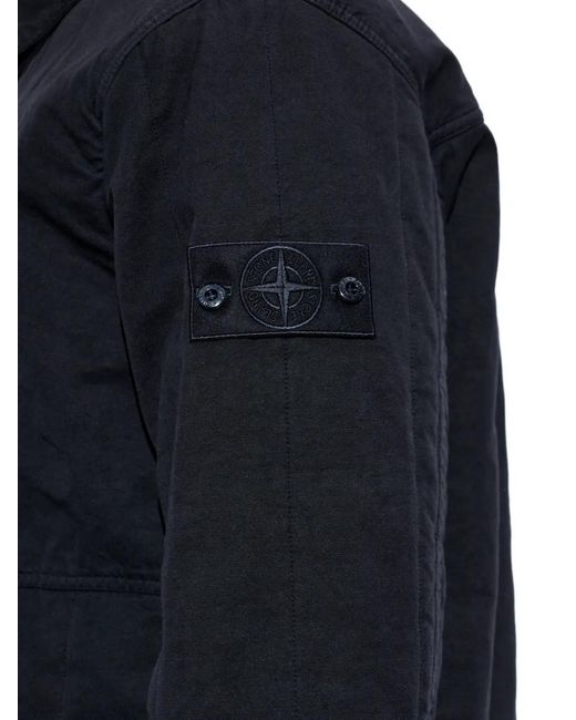 Stone Island Blue Ghost Button-Patch Jacket for men