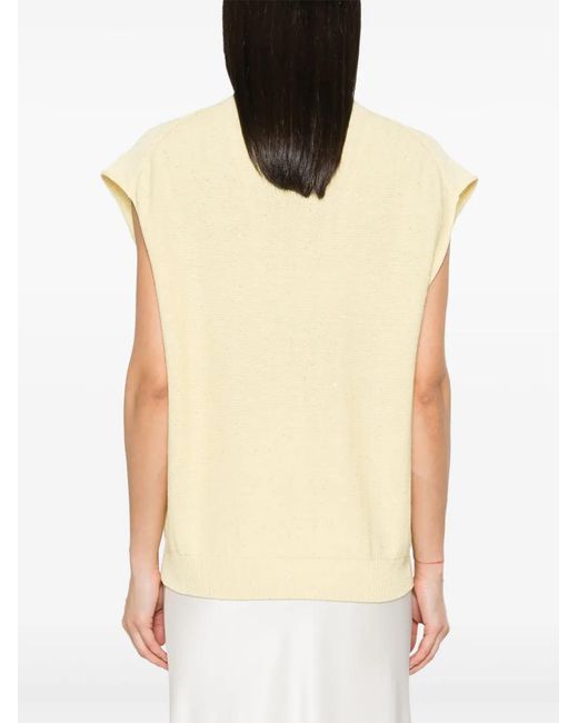 Fabiana Filippi Yellow Sequined V-Neck Vest