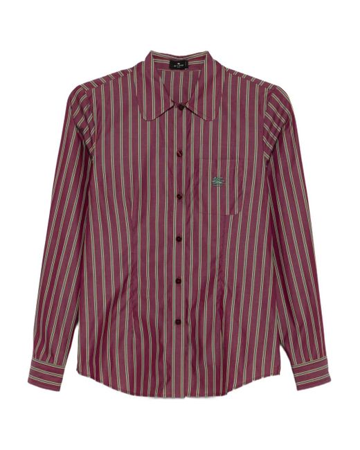 Camicia A Righe A Maniche Lunghe di Etro in Purple