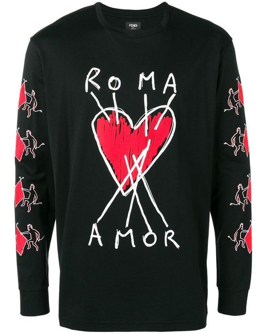 T-shirt Roma Amor con stampa di Fendi in Black da Uomo