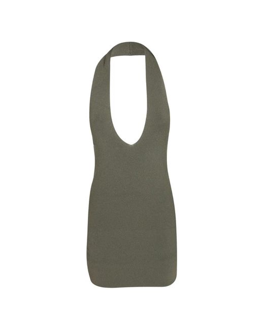 FEDERICA TOSI Green Halterneck Ribbed-Knit Mini Dress