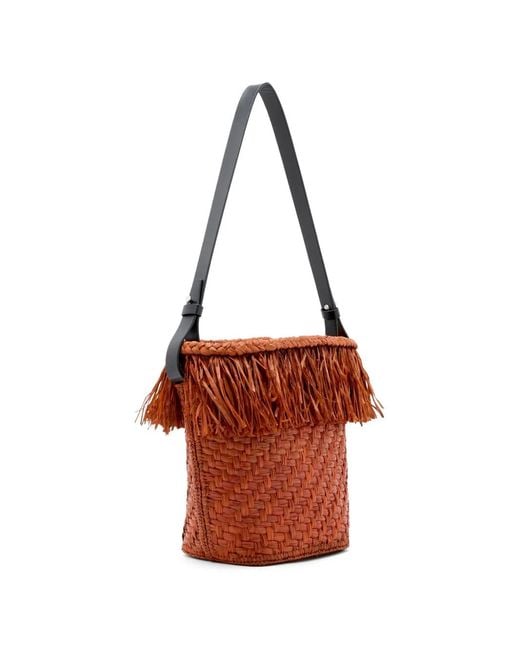 Proenza Schouler White Fringe-Trim Raffia Bucket Bag