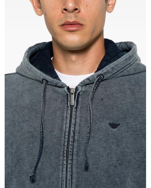 Emporio Armani Blue Zip-Up Hoodie for men