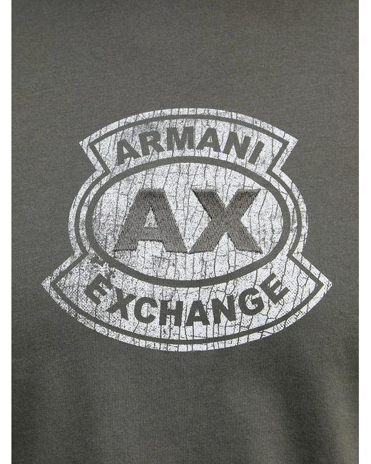 ARMANI EXCHANGE Green Logo-Print Crew-Neck T-Shirt for men