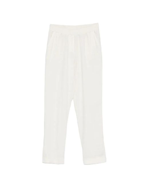 ROSSO35 White Elasticated Trousers