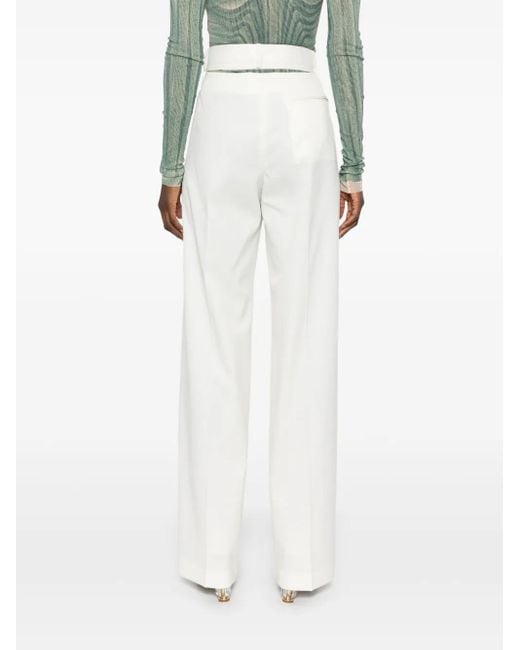 MM6 by Maison Margiela White Cut-Out Trousers