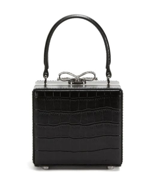 Self-Portrait Black Crystal-Bow Box Handbag