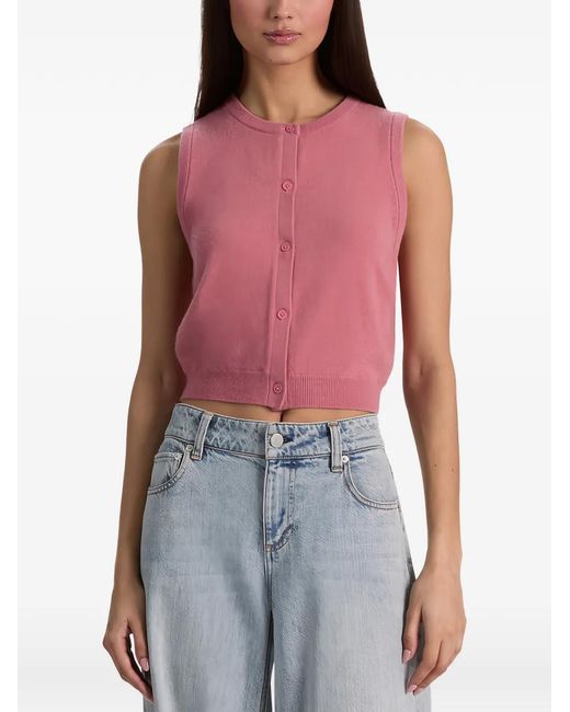 Alice + Olivia Pink Loly Button-Up Sleeveless Top