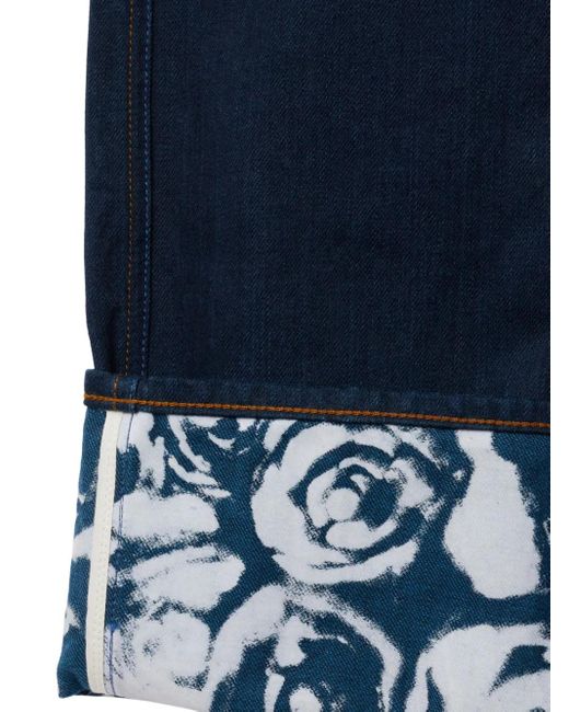 Burberry Blue Logo-Patch Straight-Leg Jeans
